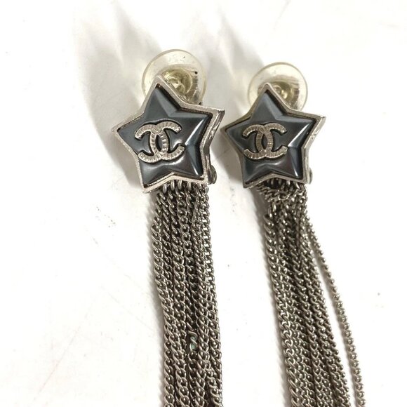 CHANEL CC CC Mark Star 10 Chain Accessories Long Earrings Pierce - Picture 3 of 9